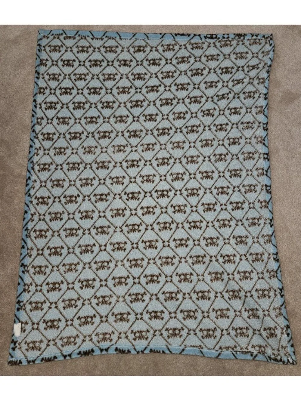 Blue Brown Skulls Fleece Baby Blanket 28x38